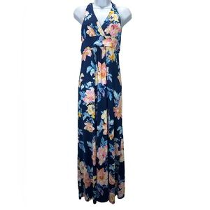 Summer’s Collection Floral Maxi Dress - Navy and Pink Size M